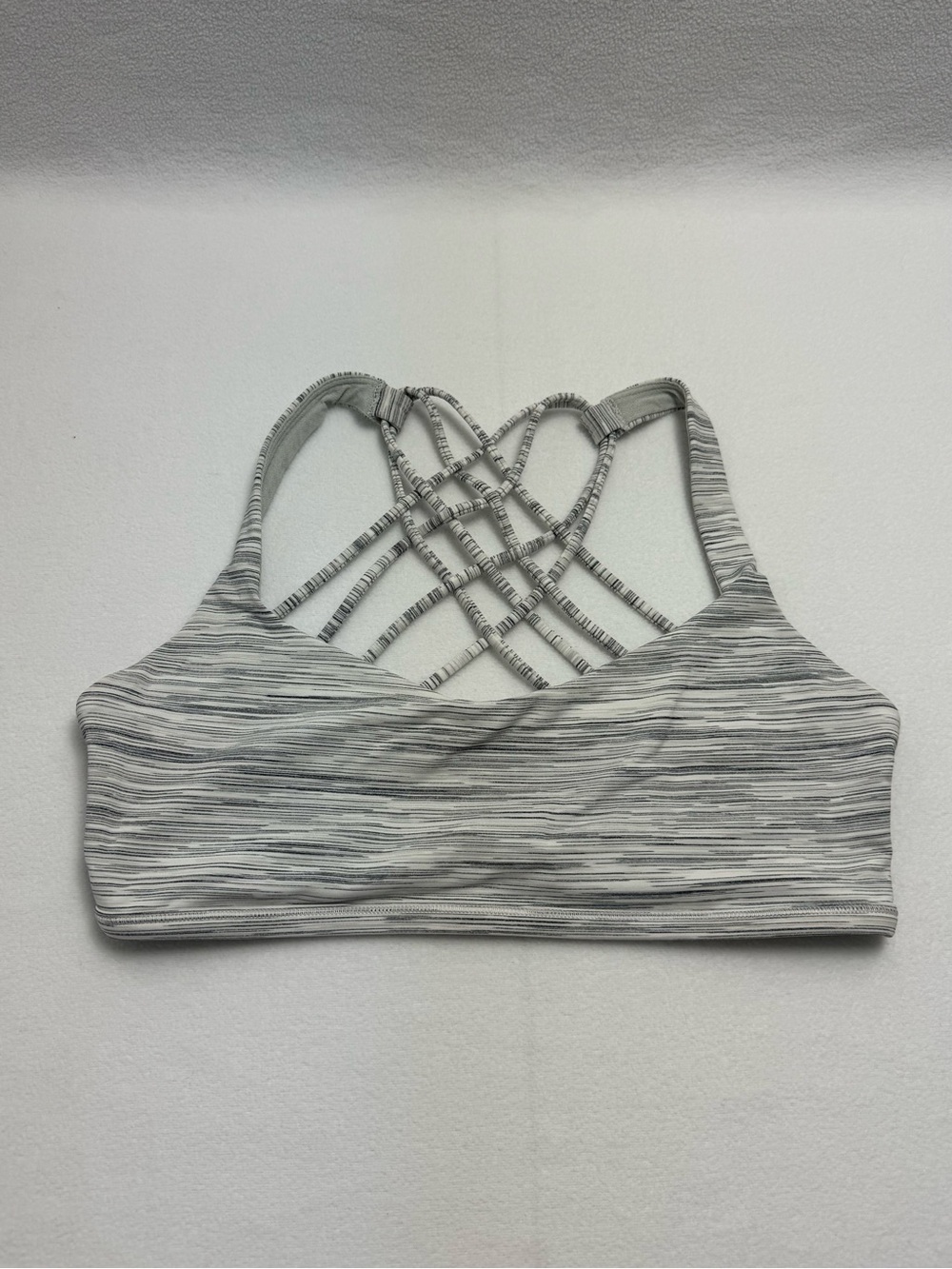 lululemon athletica Gray Striped Strappy Sports Bra